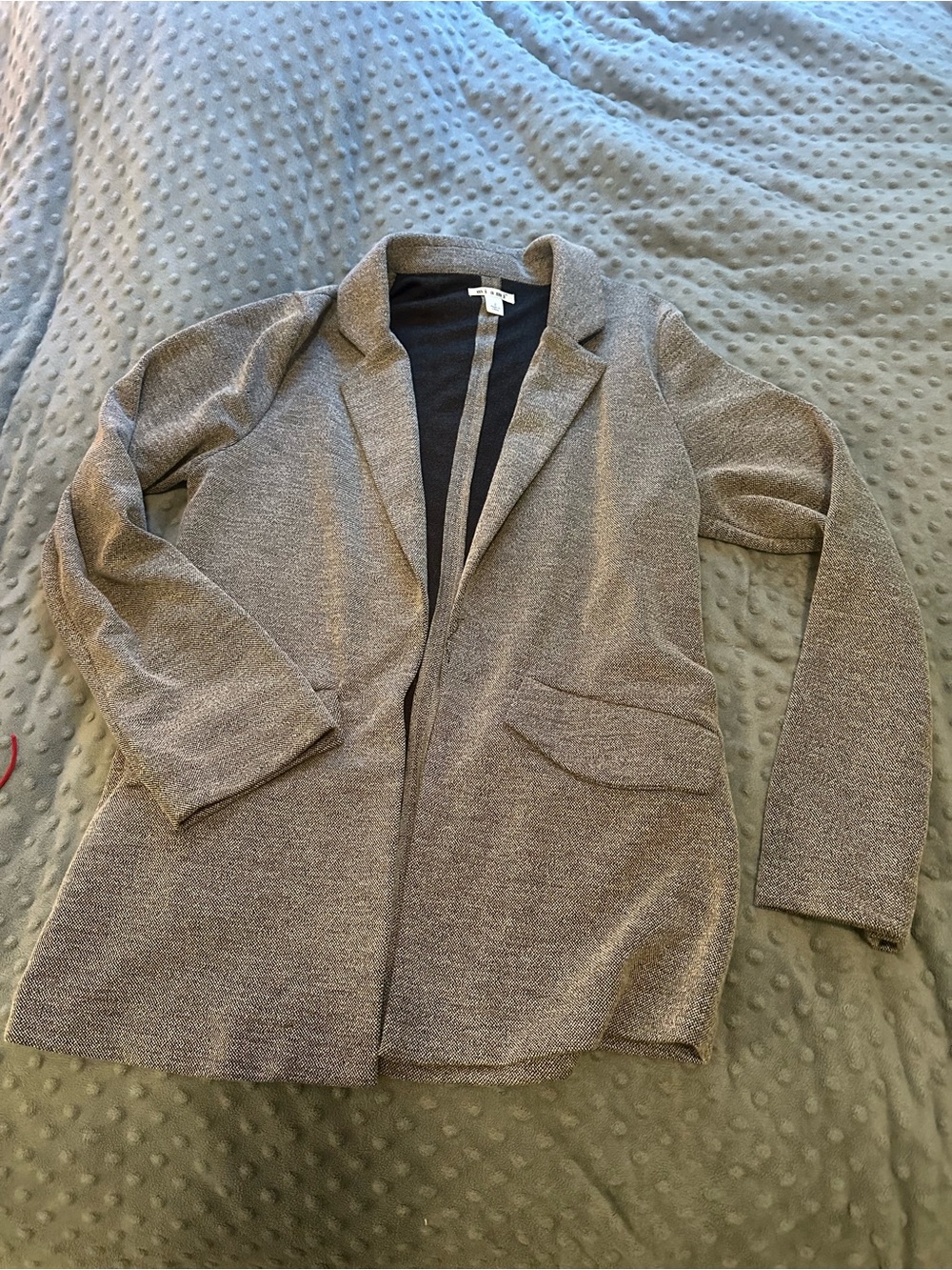 miami Long Open-Front Gray Knit Blazer